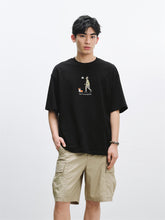 Men's Black Graphic Embroidered Cotton T-Shirt